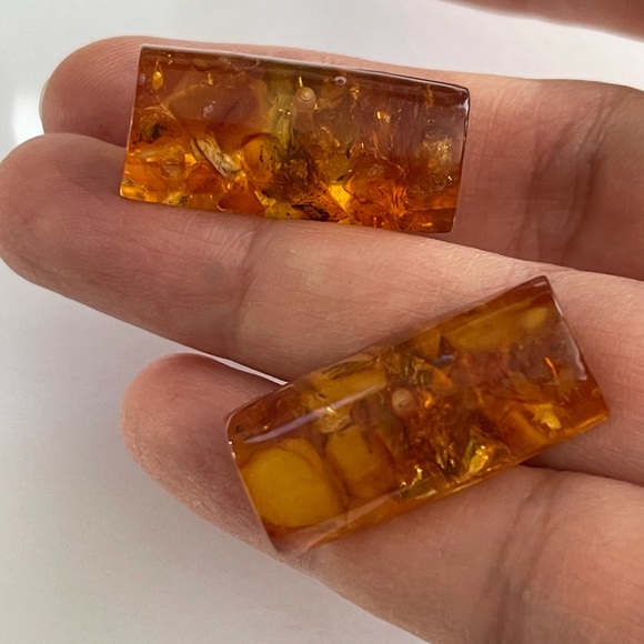 Genuine Baltic amber silver tone cuff links - Picture 2 of 7